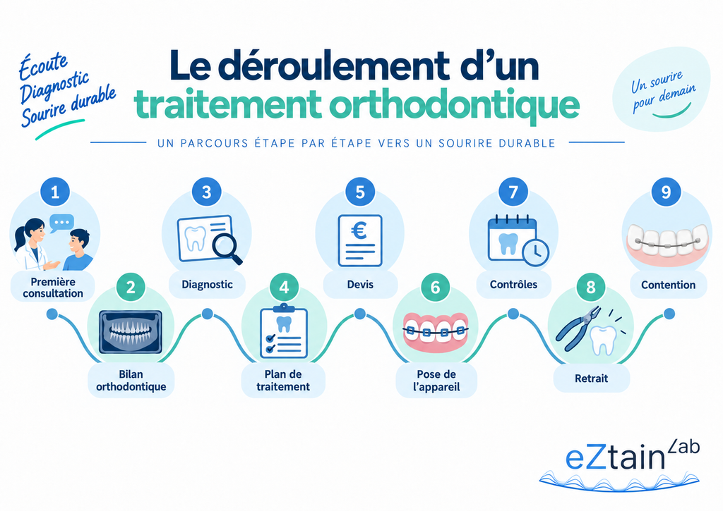 Le déroulement d'un traitement orthodontique par appareil dentaire